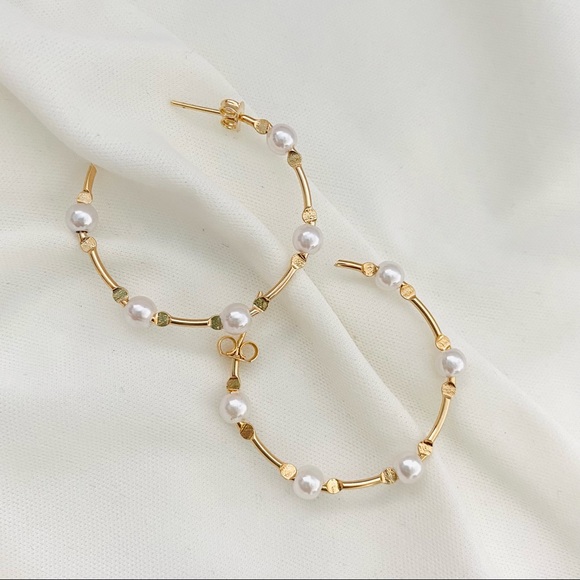 Pearl Beaded Hoops - Picture 7 of 9
